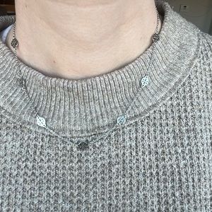 Silver Tory Burch logo necklace